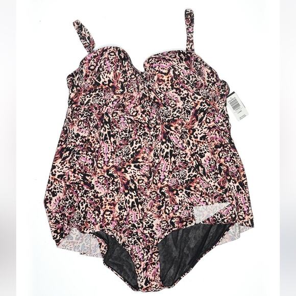Torrid Leopard Pink One Piece Swimsuit 3X NWT D/DD 15900342 - Picture 3 of 14